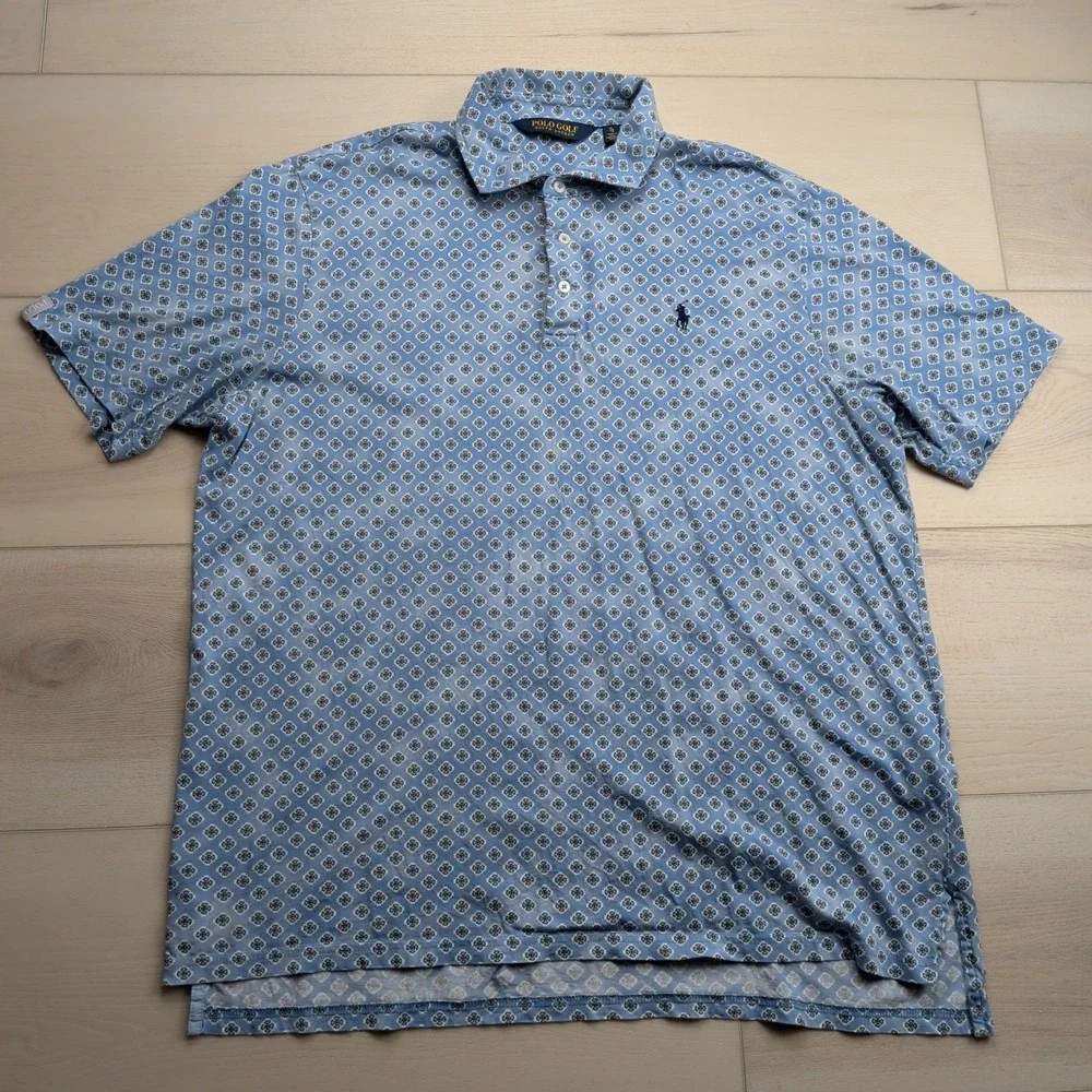 Polo Golf Ralph Lauren‎ Polo Shirt Mens XL Floral All Over Print Blue